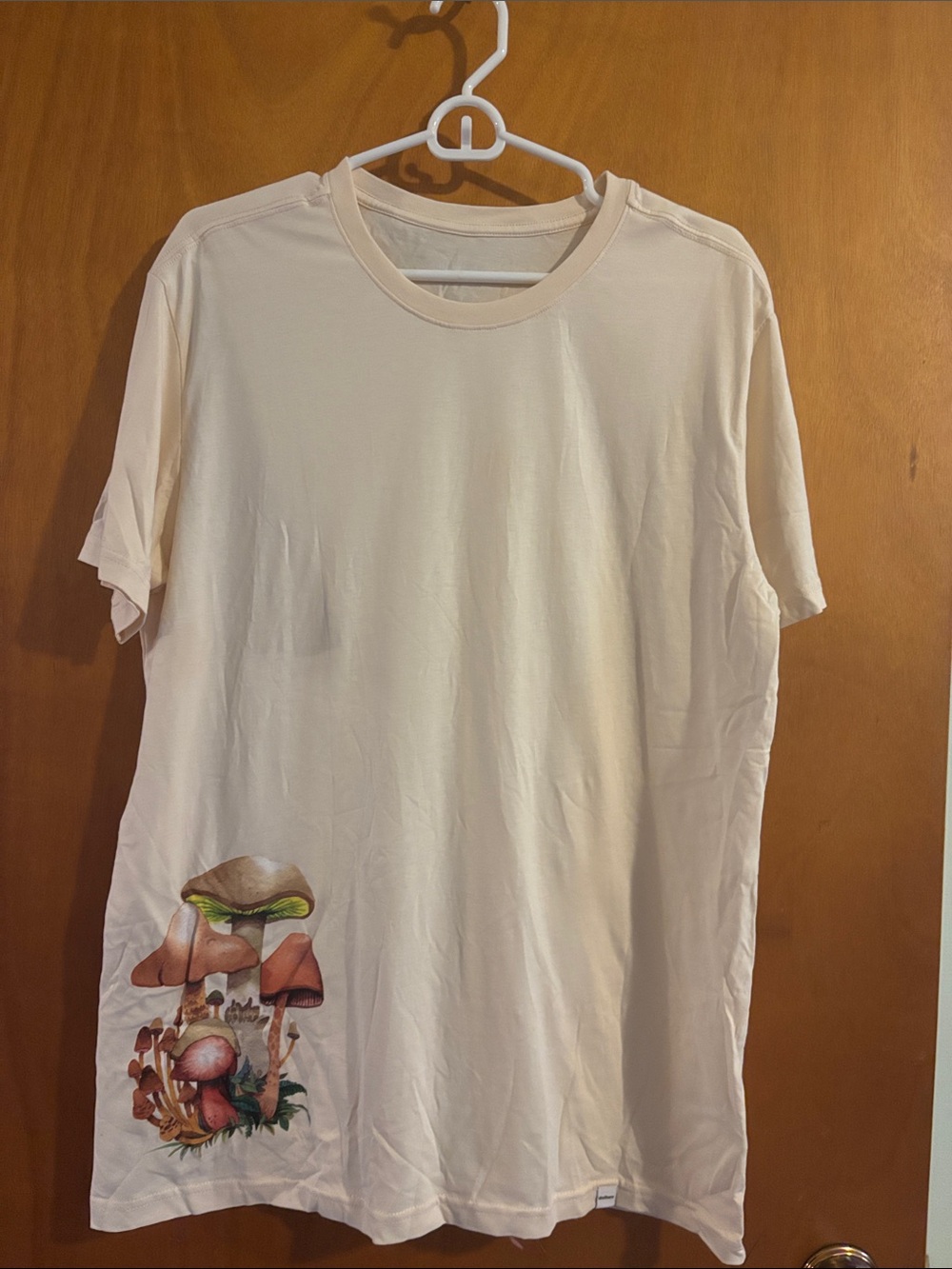 Cream Short Sleeve Graphic Tee with Mushroom Print